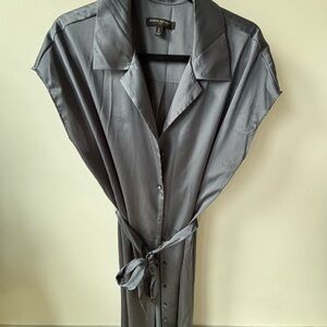 Banana Republic Slate Gray Midi Dress with Tie Waist